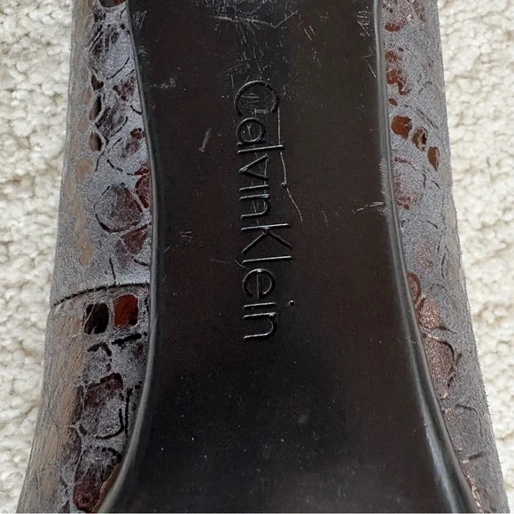 Sexy Calvin Klein heels in blue/copper snakeskin print leather & a touch of foil - Picture 15 of 16
